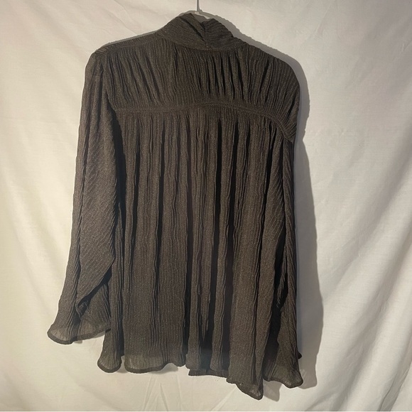 Chico’s brown metallic sheer Textured Open Cardigan/jacket size 3-Chico = XL - Picture 2 of 6